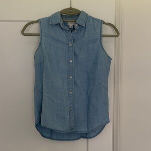 J. Crew Light Blue Sleeveless Button Down Shirt